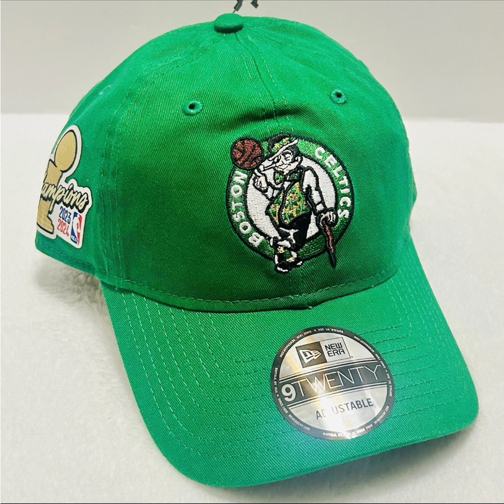 New Era Boston Celtics 2024 NBA Champions Patch 9TWENTY Hat Cap Adjustable Green